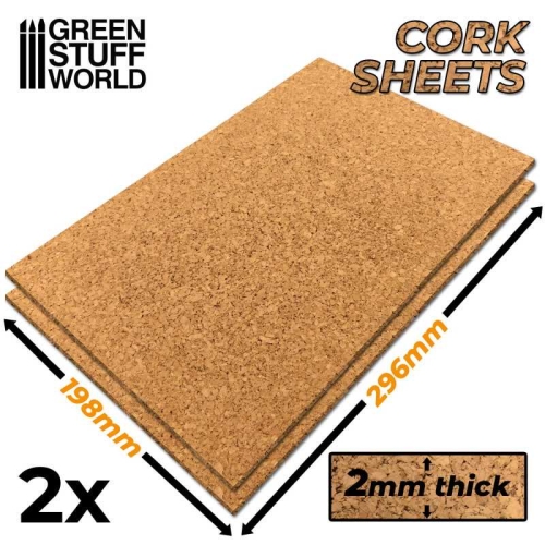 Green Stuff World - Cork Sheets x2 2mm